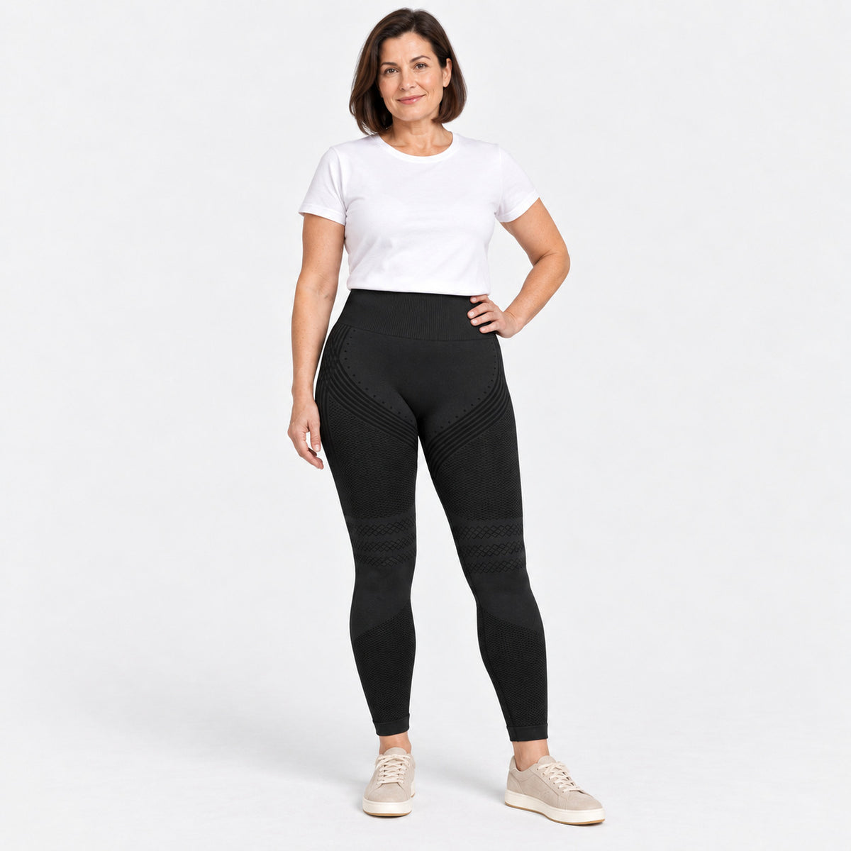 Slimpur Kompressions-Leggings in Schwarz, Frontansicht