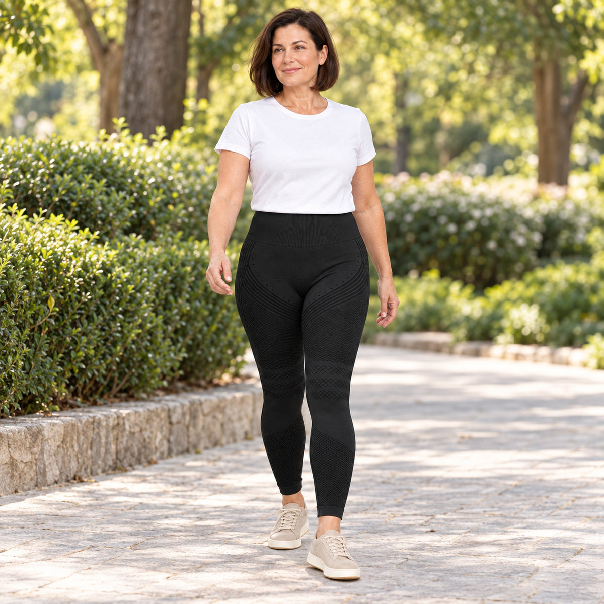 Leggings im Alltag beim Spaziergang